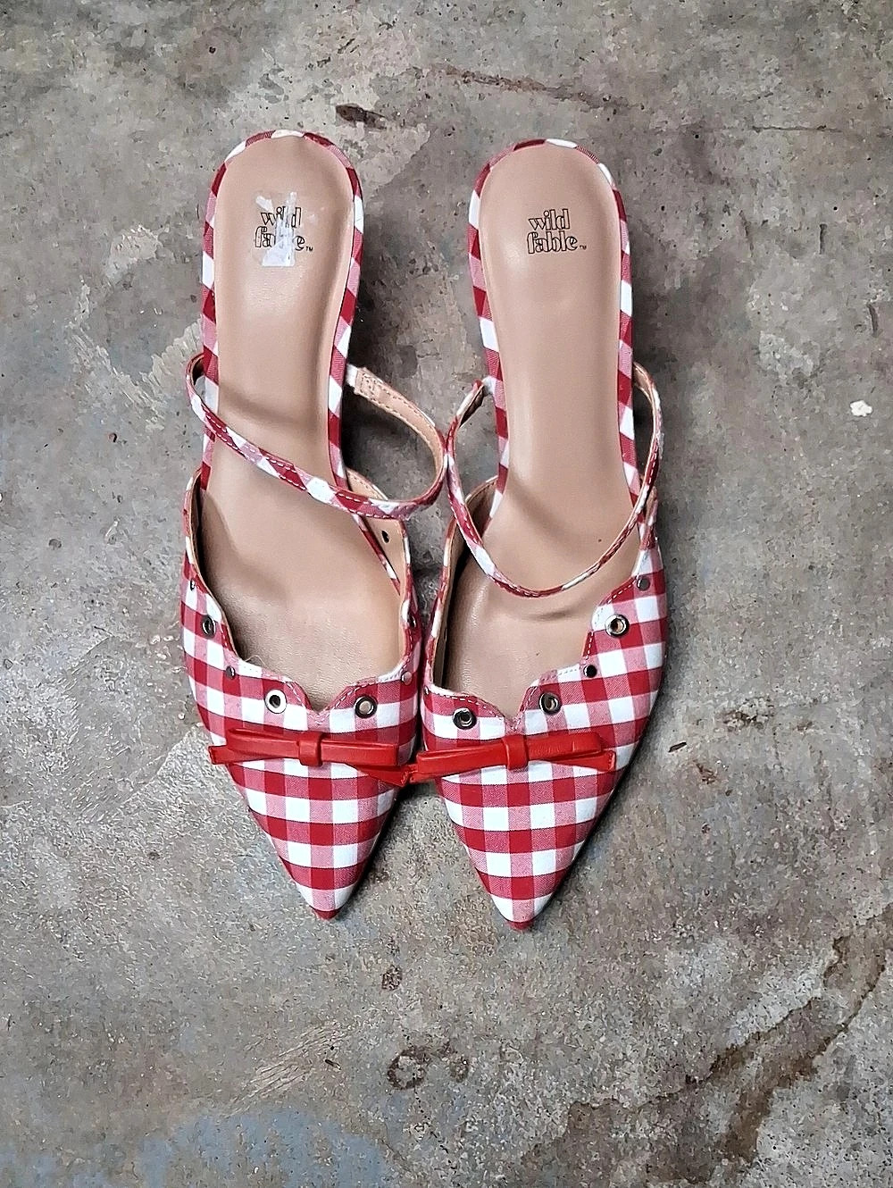Wild Fable Lysandra Gingham Eyelet Kitten Heels Red & White US 9.5